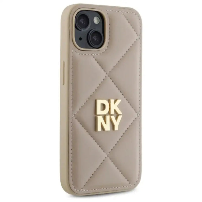 Калъф DKNY Quilted Stack Logo iPhone 14 - бежов