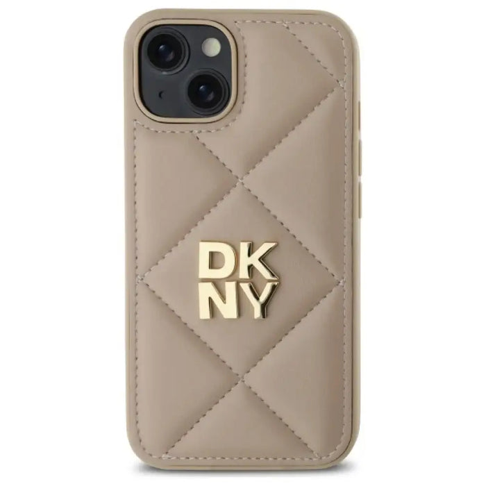 Калъф DKNY Quilted Stack Logo iPhone 14 - бежов