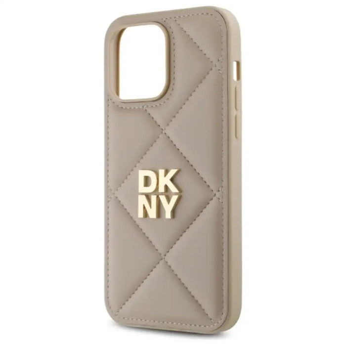 Калъф DKNY Quilted Stack Logo iPhone 14 Pro - бежов