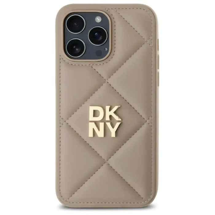 Калъф DKNY Quilted Stack Logo iPhone 14 Pro - бежов