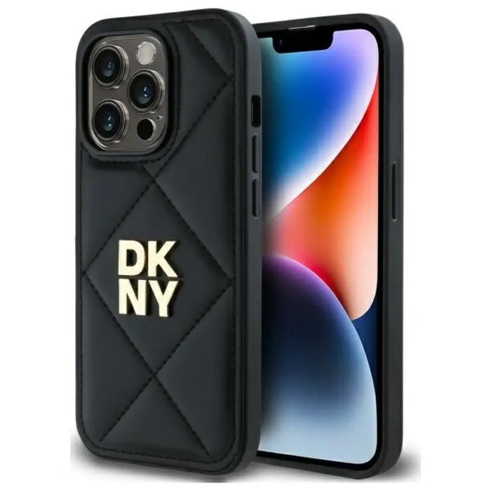 Калъф DKNY Quilted Stack Logo iPhone 14 Pro - черен