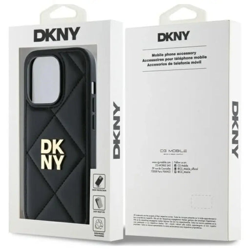 Калъф DKNY Quilted Stack Logo iPhone 14 Pro - черен