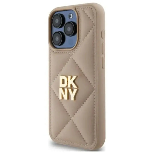 Калъф DKNY Quilted Stack Logo iPhone 15 Pro - бежов