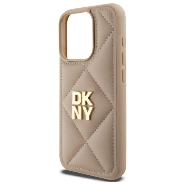 Калъф DKNY Quilted Stack Logo iPhone 15 Pro - бежов