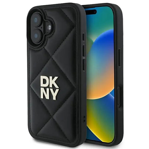 Калъф DKNY Quilted Stack Logo iPhone 16 - Черен