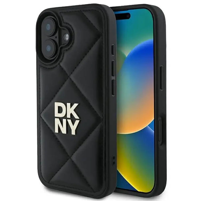 Калъф DKNY Quilted Stack Logo iPhone 16 - Черен