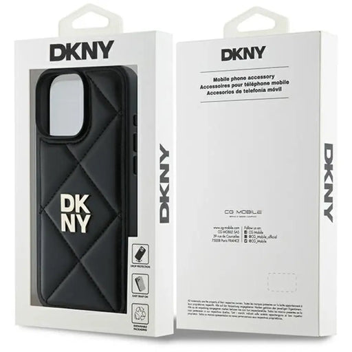 Калъф DKNY Quilted Stack Logo iPhone 16 Pro - черен