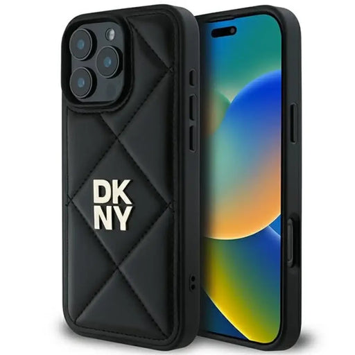 Калъф DKNY Quilted Stack Logo iPhone 16 Pro - черен