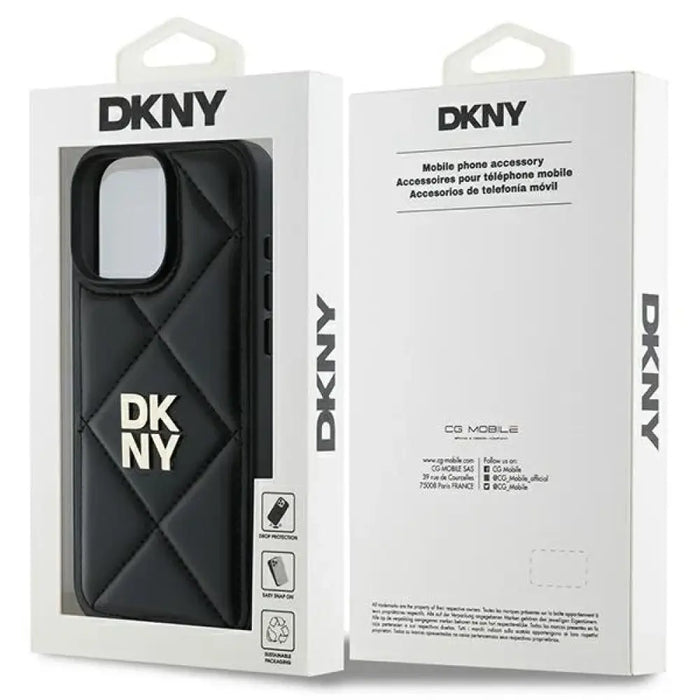 Калъф DKNY Quilted Stack Logo за iPhone 16 Pro Max - черен