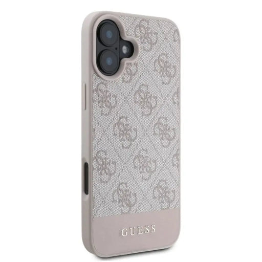 Калъф Guess 4G Bottom Stripe iPhone 16 - розов