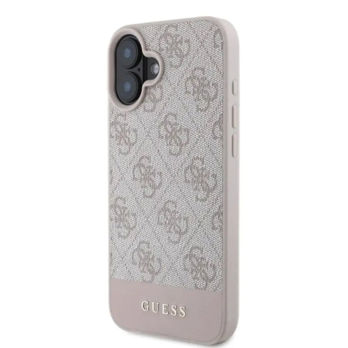 Калъф Guess 4G Bottom Stripe iPhone 16 - розов