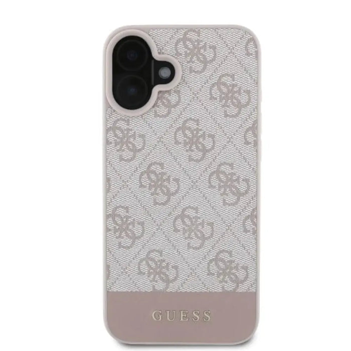 Калъф Guess 4G Bottom Stripe iPhone 16 - розов