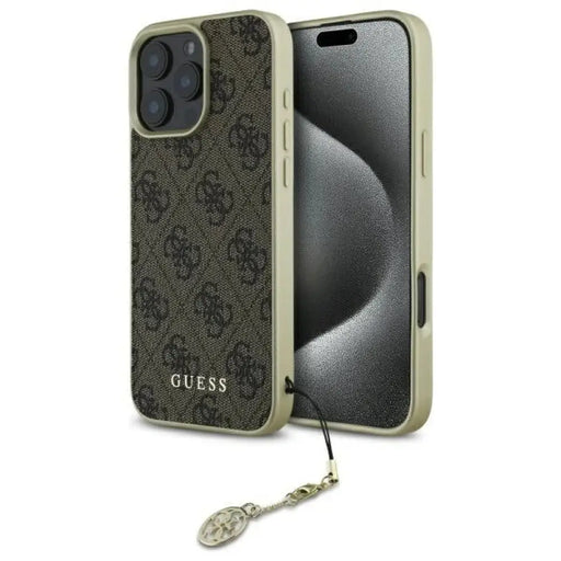 Калъф Guess 4G Charms Collection iPhone 16 Pro Max - кафяв