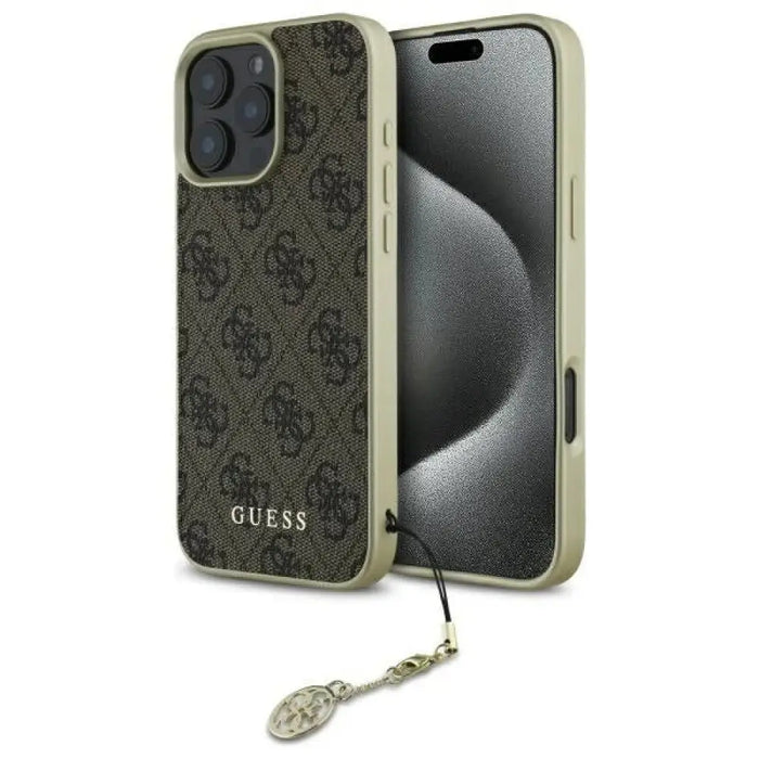 Калъф Guess 4G Charms Collection iPhone 16 Pro Max - кафяв