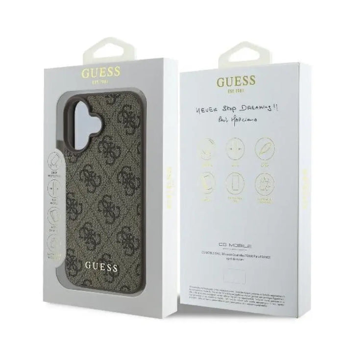 Калъф Guess 4G Classic iPhone 16 Plus - кафяв