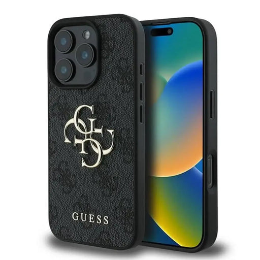 Калъф Guess 4G с голямо лого за iPhone 16 Pro - черен