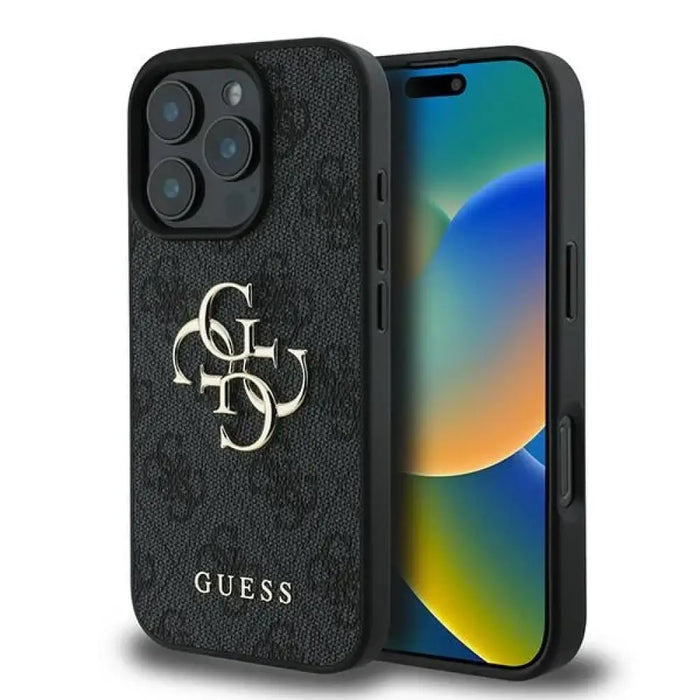 Калъф Guess 4G с голямо лого за iPhone 16 Pro - черен