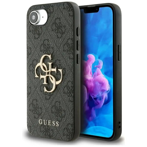 Калъф Guess 4G с голямо лого за iPhone 16e - черен