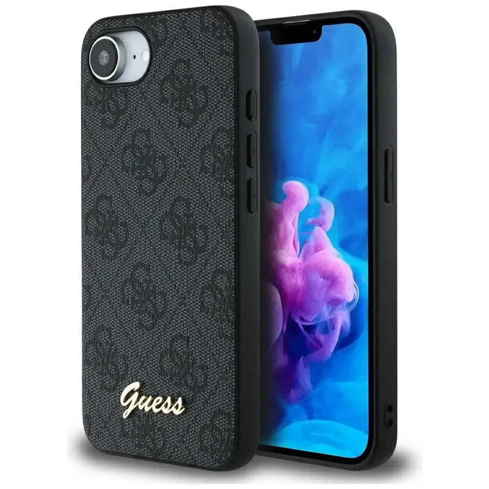 Калъф Guess 4G Script Logo MagSafe за iPhone 16e - черен