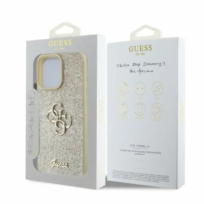 Калъф Guess Fixed Glitter Big 4G за iPhone 16 Pro Max