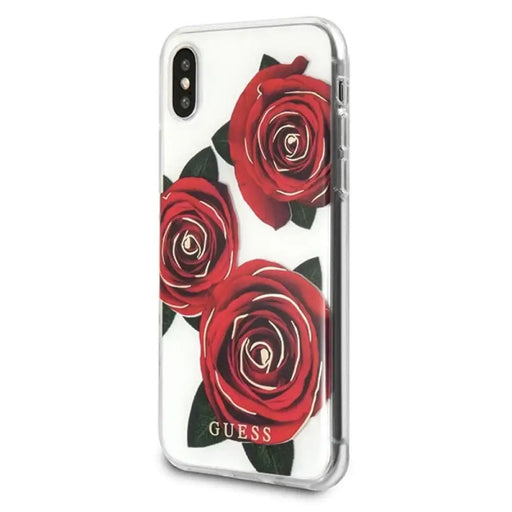 Калъф Guess Flower Desire Red Rose за iPhone X - прозрачен