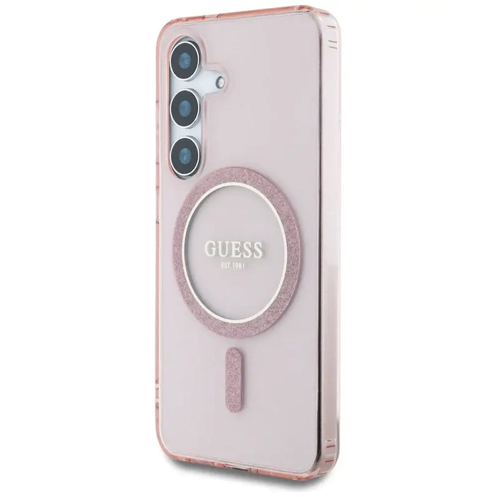 Калъф Guess Glitter Circle Classic Logo MagSafe за Samsung