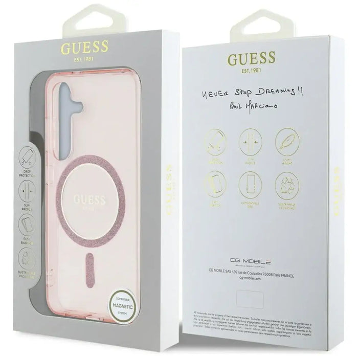 Калъф Guess Glitter Circle Classic Logo MagSafe за Samsung