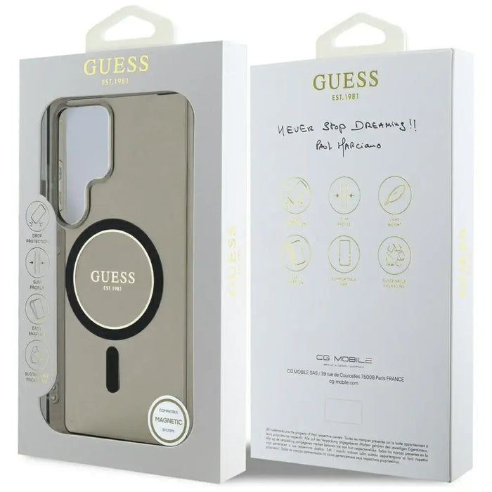 Калъф Guess Glitter Circle Classic Logo MagSafe за Samsung