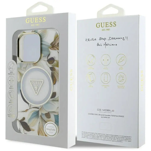 Калъф Guess Glitter Flowers Triangle Buttons MagSafe Case
