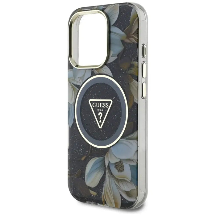 Калъф Guess Glitter Flowers Triangle Buttons MagSafe