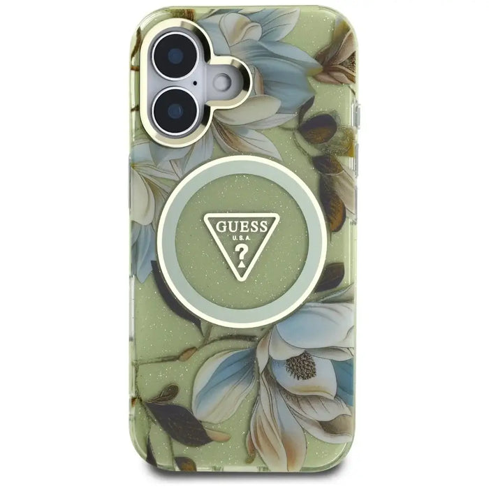 Калъф Guess Glitter Flowers Triangle Buttons MagSafe