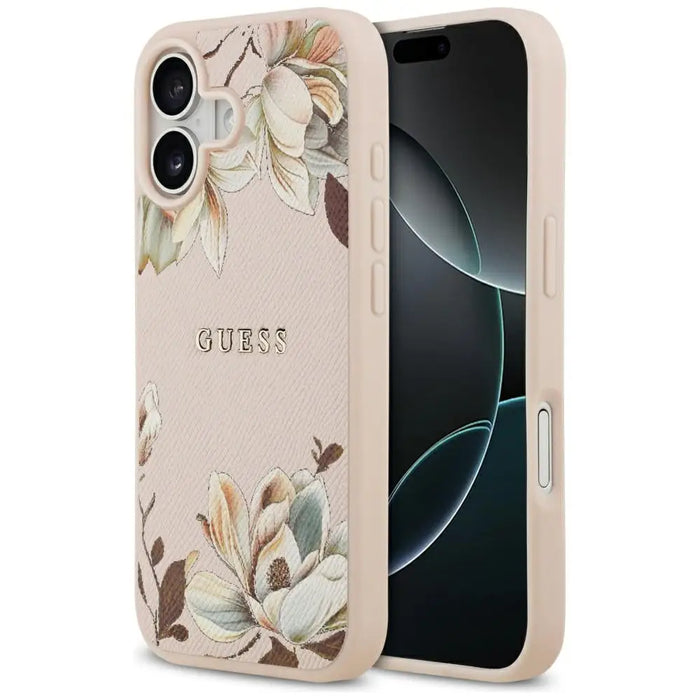 Калъф Guess Grained Flowers Classic Logo MagSafe iPhone 17