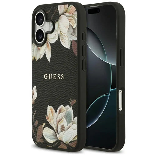 Калъф Guess Grained Flowers Classic Logo MagSafe за iPhone