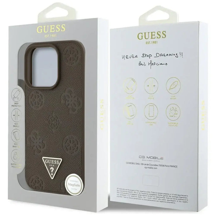 Калъф Guess Grained Hot Stamp Peony Triangle Logo MagSafe