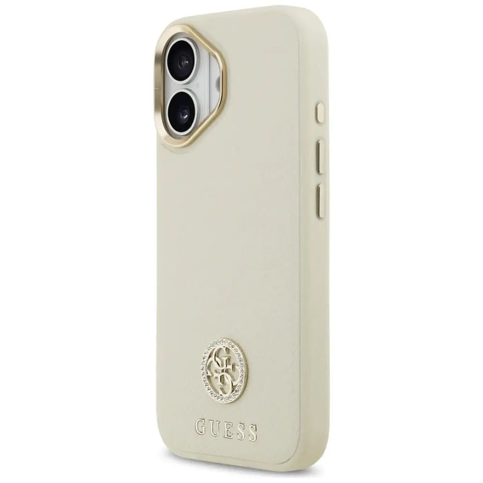 Калъф Guess Grained Strass Logo MagSafe за iPhone 17 - бежов