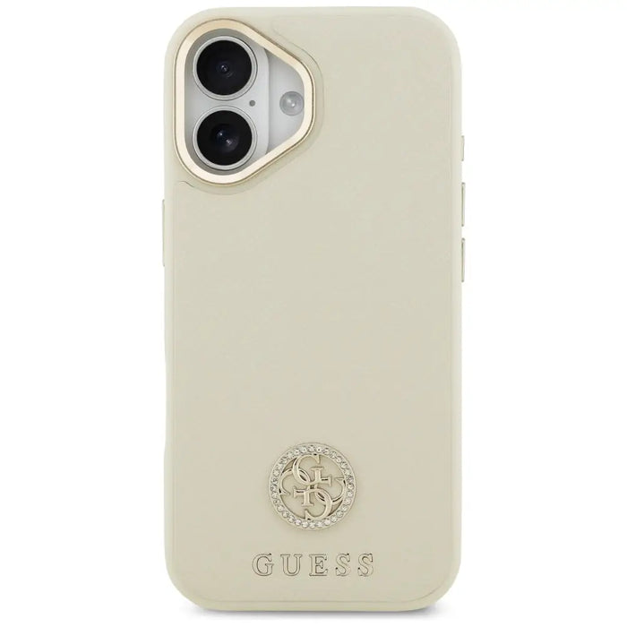 Калъф Guess Grained Strass Logo MagSafe за iPhone 17 - бежов