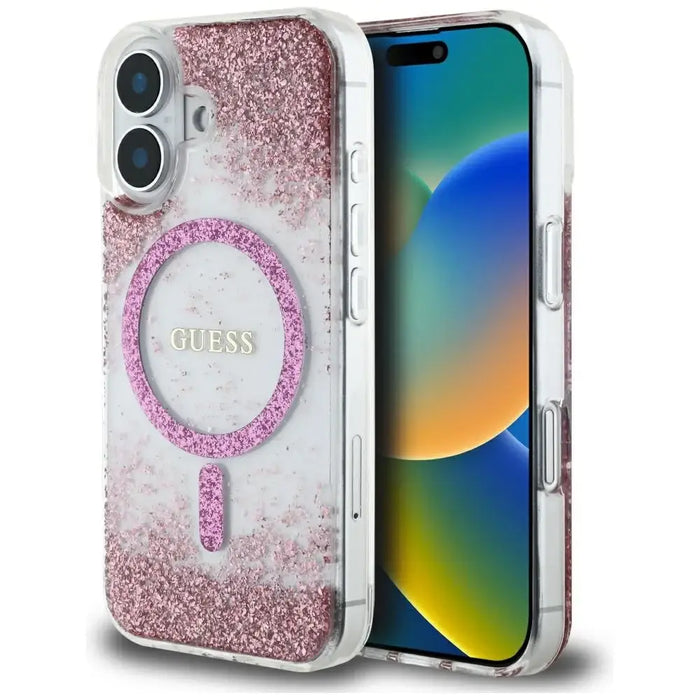 Калъф Guess HC Resin Bottom Glitter MagSafe iPhone 16