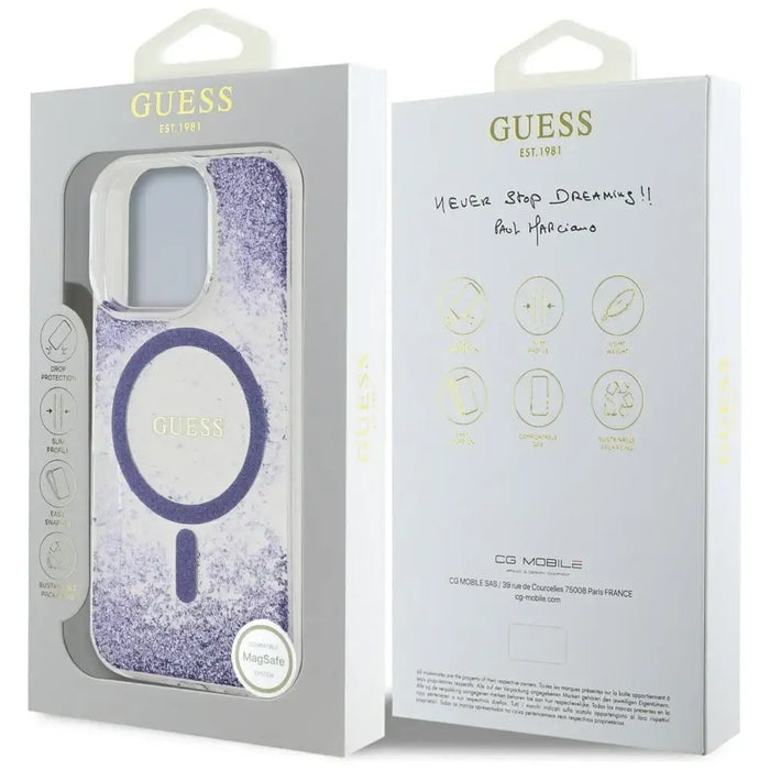 Калъф Guess HC Resin Bottom Glitter MagSafe за iPhone 16