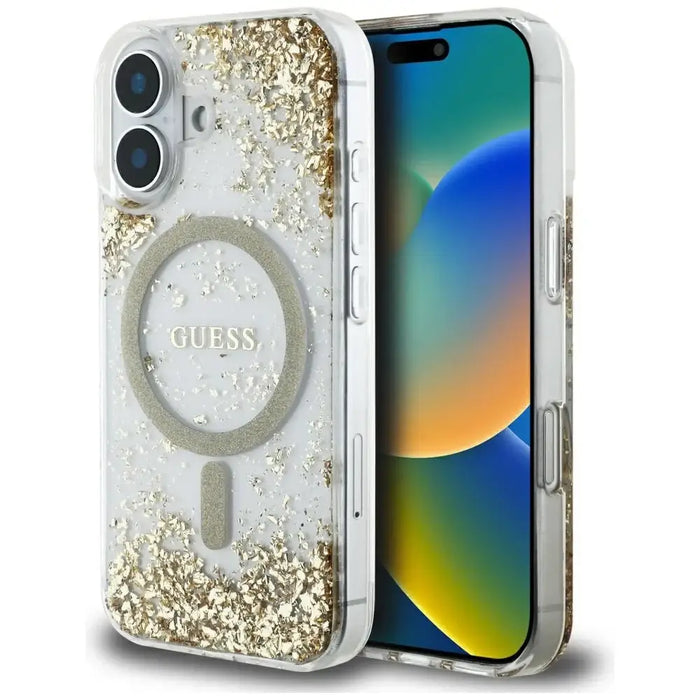 Калъф Guess HC Resin Bottom Glitter MagSafe за iPhone 16