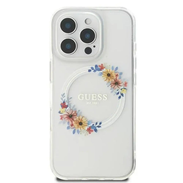Калъф Guess IML Flowers Wreath MagSafe за iPhone 16 Pro