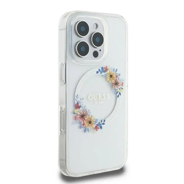 Калъф Guess IML Flowers Wreath MagSafe за iPhone 16 Pro