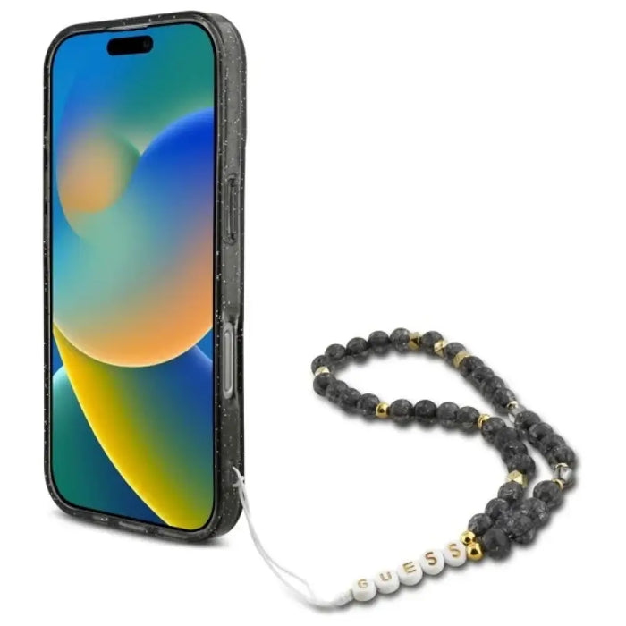 Калъф Guess IML Glitter With Pearl Strap MagSafe за iPhone