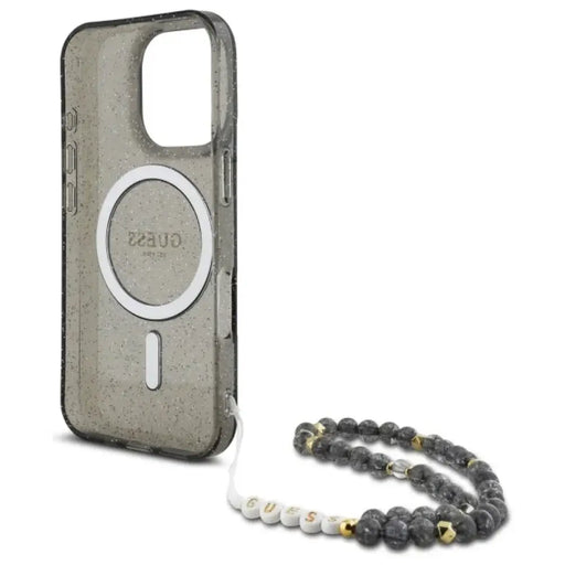 Калъф Guess IML Glitter With Pearl Strap MagSafe за iPhone
