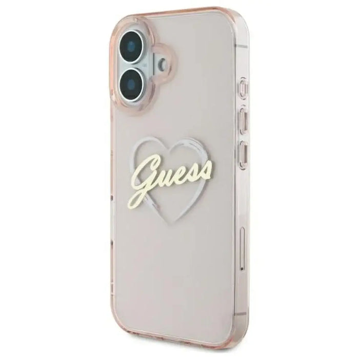 Калъф Guess IML Heart iPhone 16 - розов