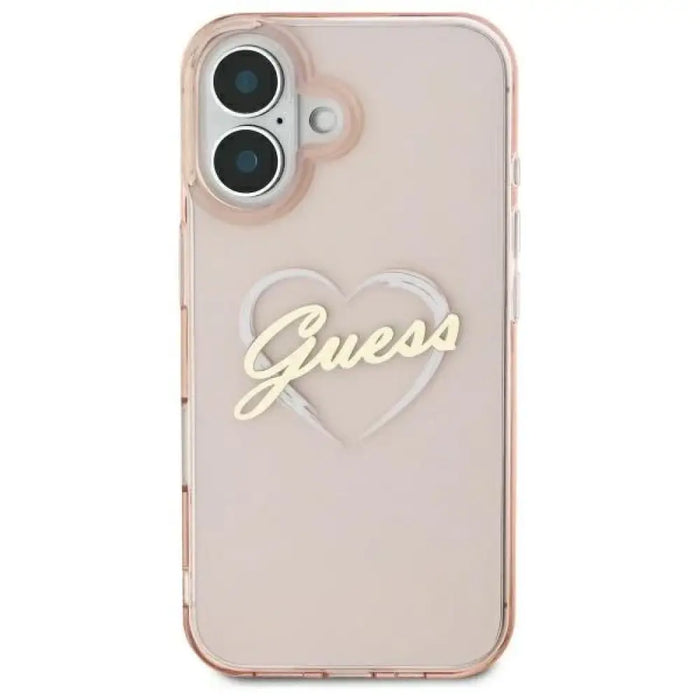 Калъф Guess IML Heart iPhone 16 - розов