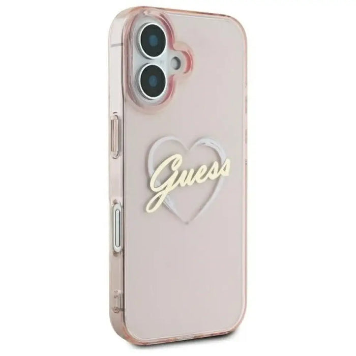 Калъф Guess IML Heart iPhone 16 - розов