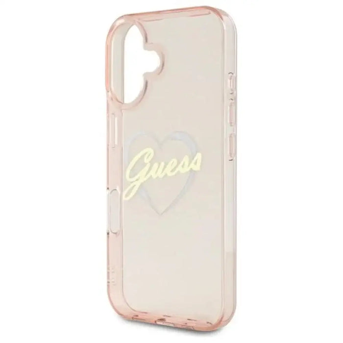 Калъф Guess IML Heart iPhone 16 - розов