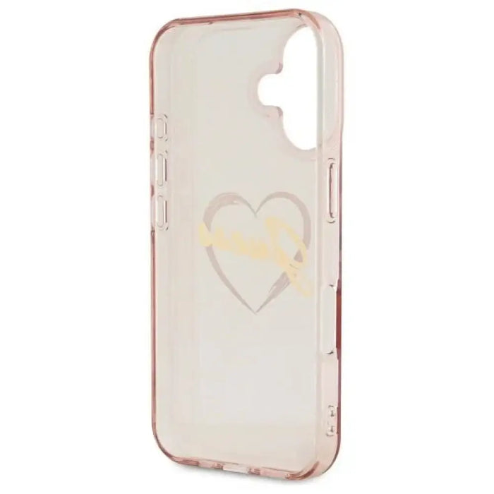Калъф Guess IML Heart iPhone 16 - розов