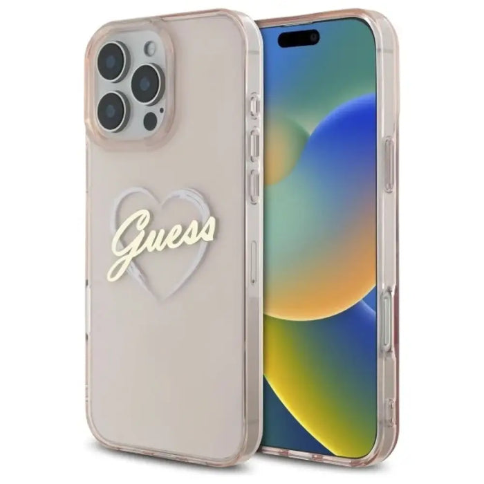 Калъф Guess IML Heart за iPhone 16 Pro - розов