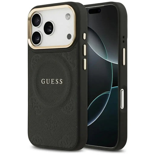 Калъф Guess Peony Hot Stamp MagSafe за iPhone 17 Pro - черен